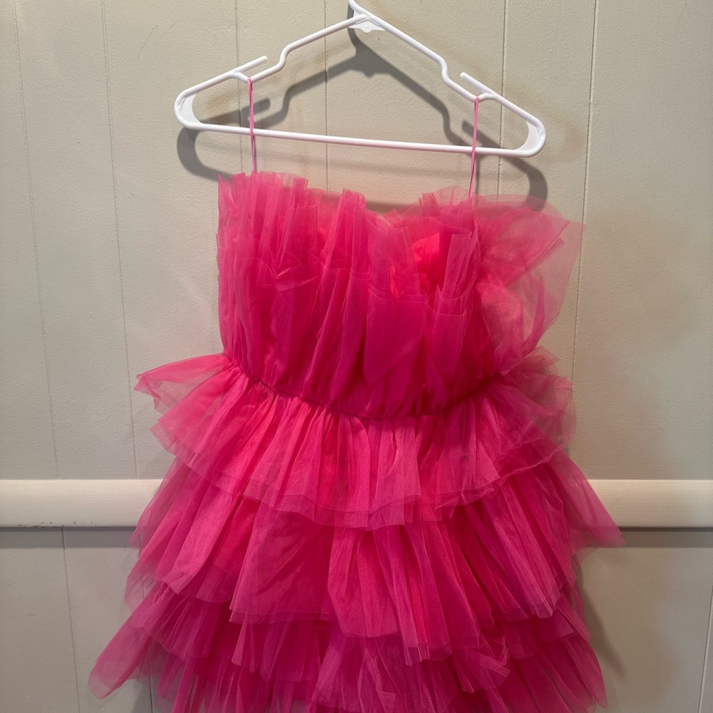 MARBLE Hot Pink Layered Tulle Dress